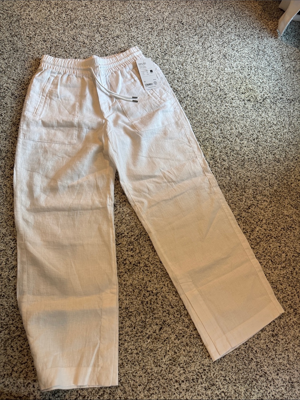 Athleta Retreat Linen Wide-Leg Pants in White. Size S, 30 inch inseam. NWT